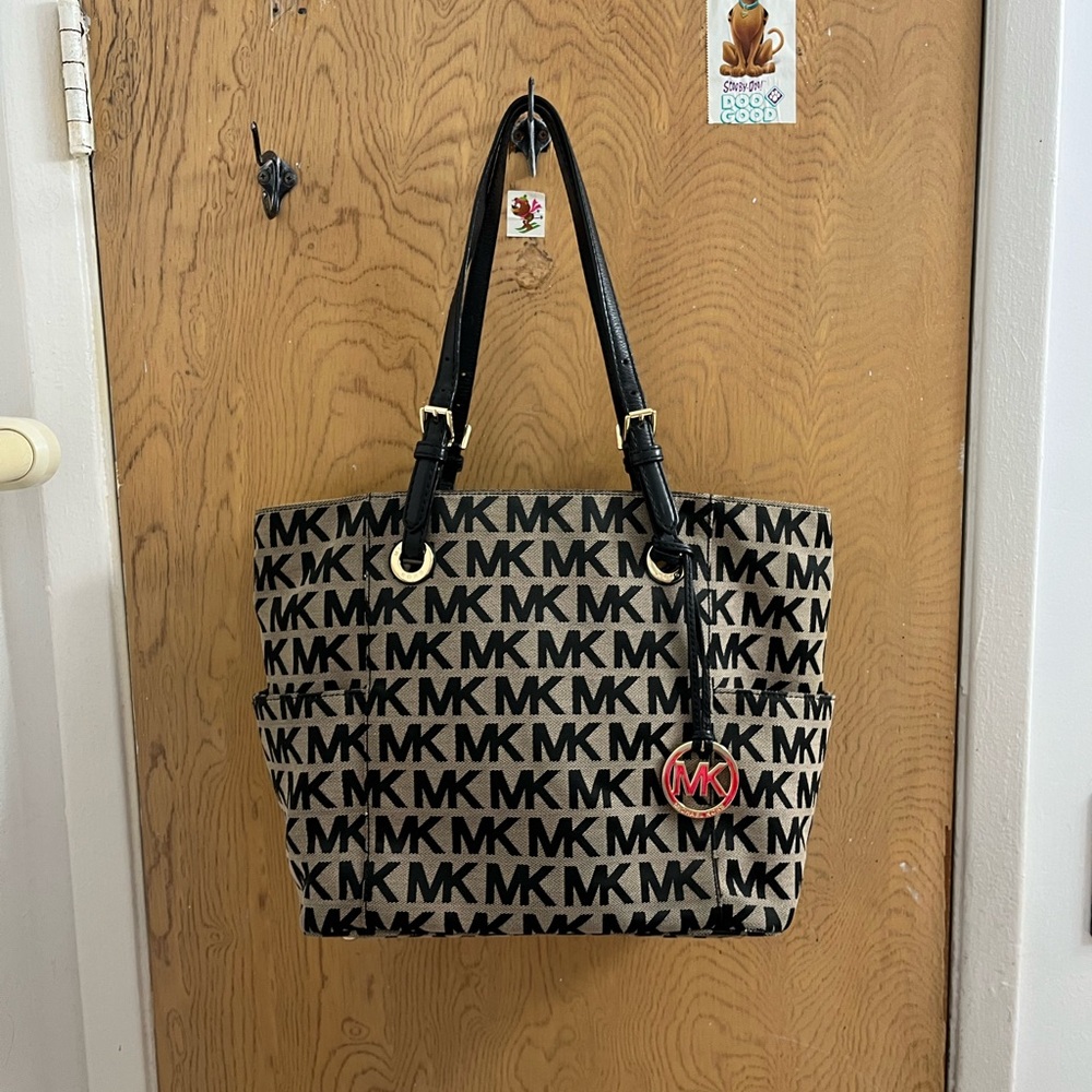 Michael Kors Black and Tan Tote Bag
